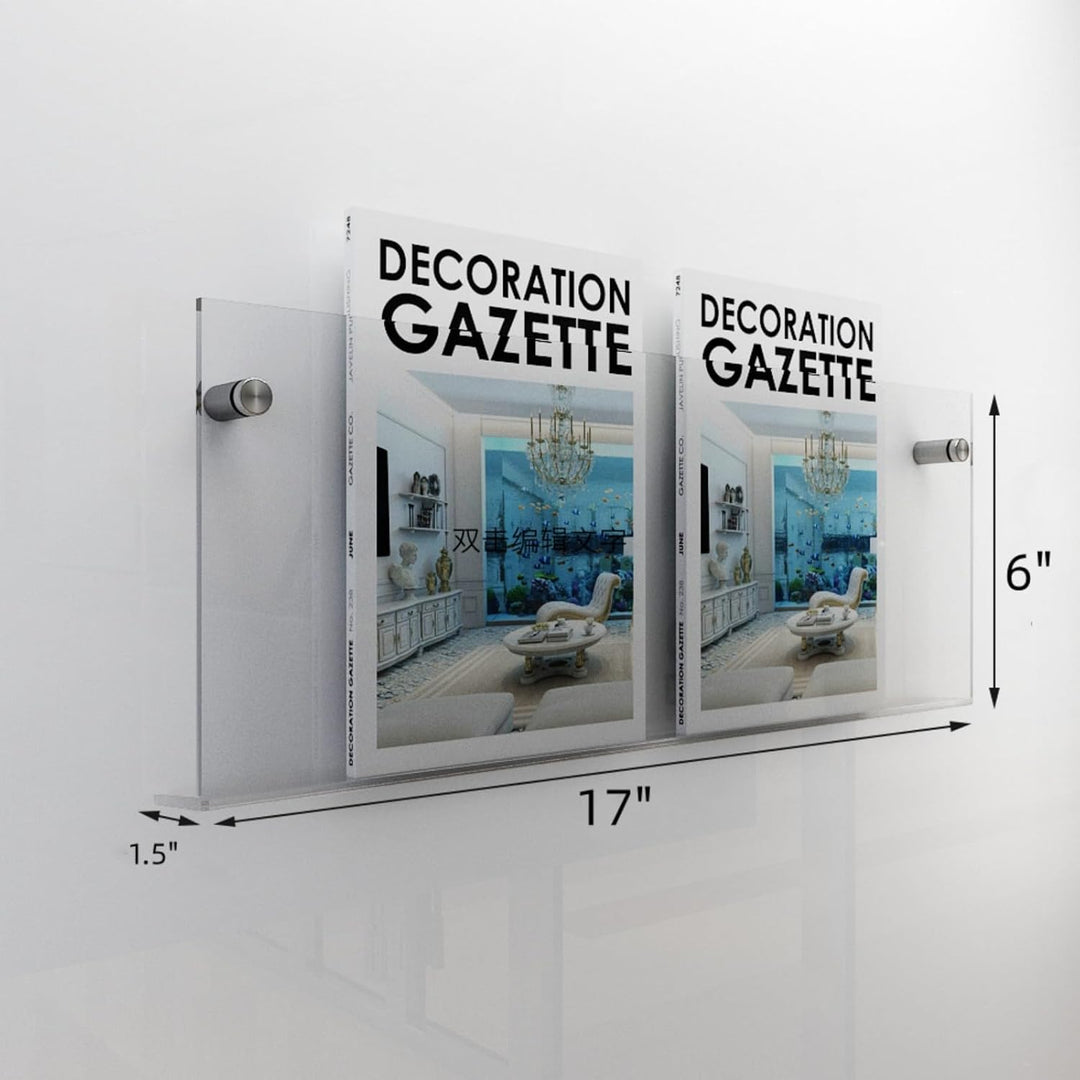 ROYALITA 2er-Pack 43,2 cm Acryl-Zeitschriftenhalter, Vinyl-Schallplattenhalter, Wand-Display, schweb