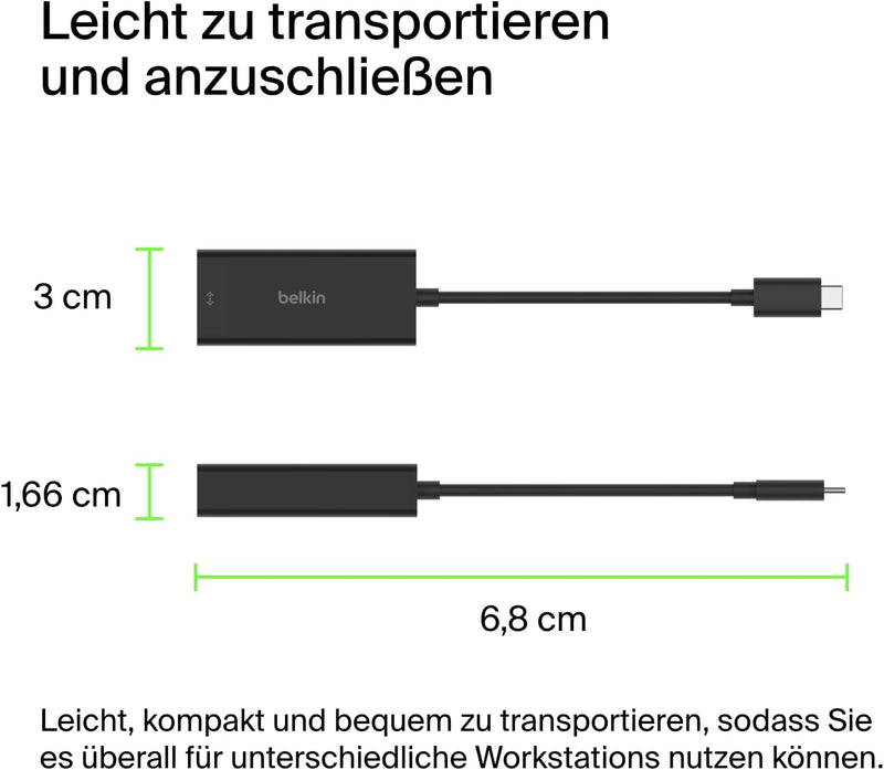 Belkin USB-C auf 2,5-Gb-Ethernet-Adapter, USB-IF-zertifizierter Thunderbolt 3 und 4/USB-C-LAN-Netzwe