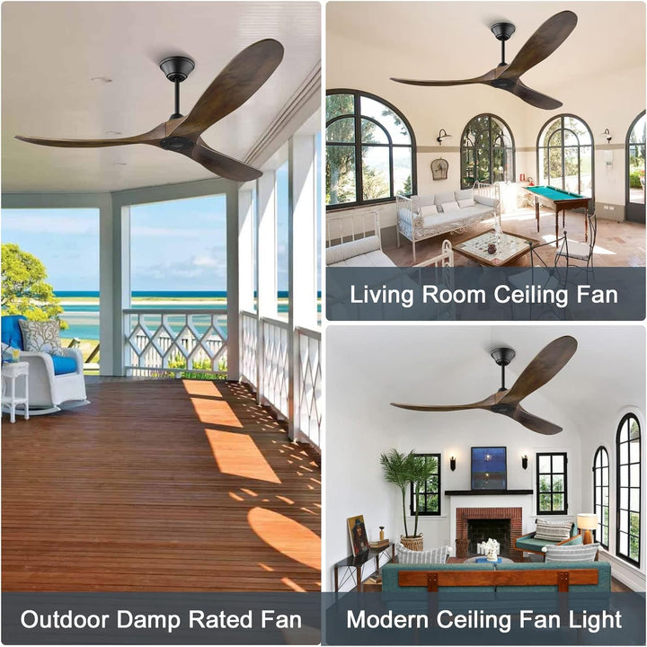Deckenventilator im Freien, holz deckenventilator ohne beleuchtung, 132cm Deckenventilator mit Fernb