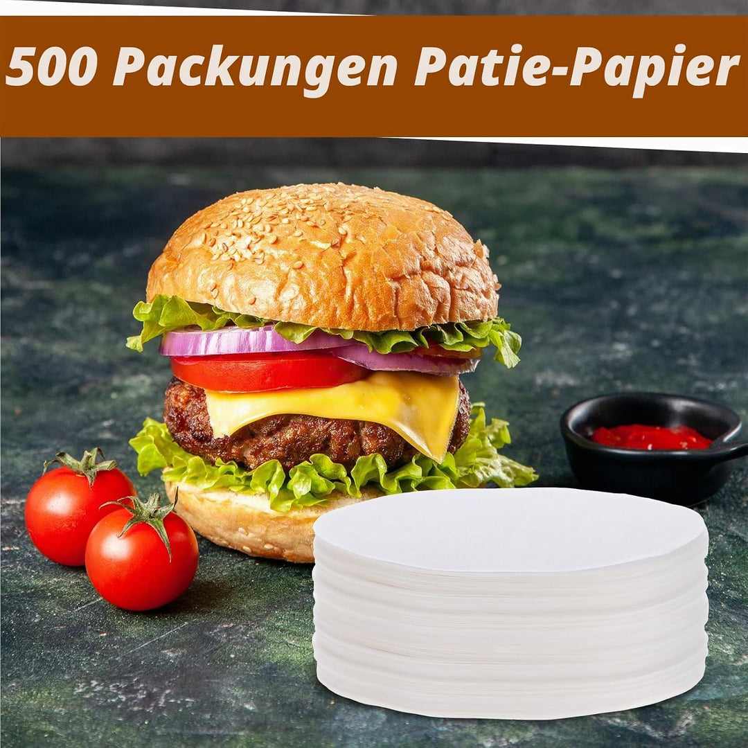 500 Stück Burger Papier Antihaft Burgerpapier Rundes Backpapier, Antihaftbeschichtetes Pergamentpapi