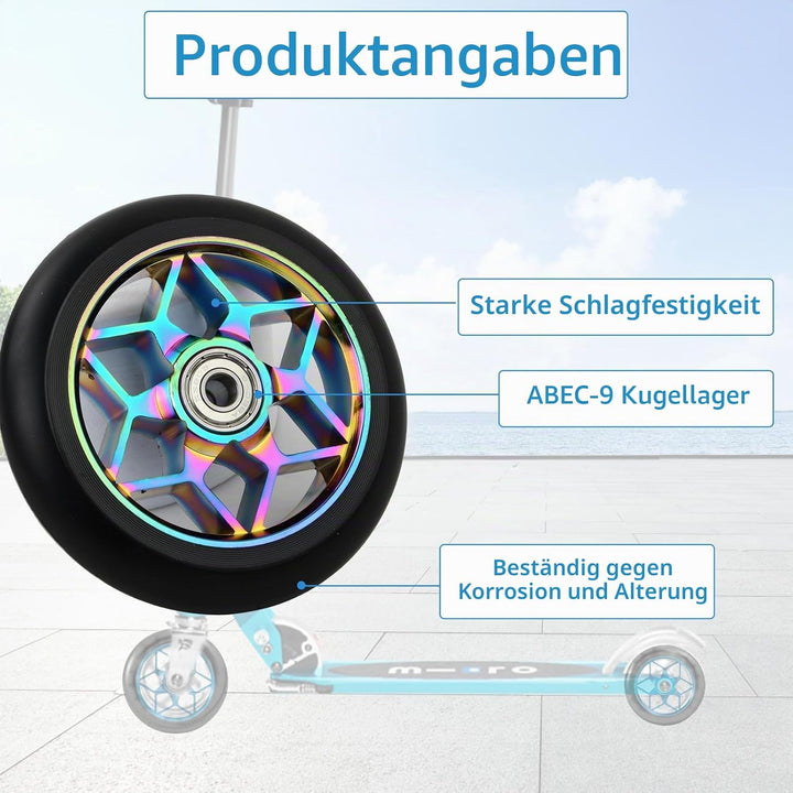 2 Stück Stunt Scooter Rollen mit ABEC-9 Lager, 110mm Scooter Ersatzräder räder, für meisten Stuntsco