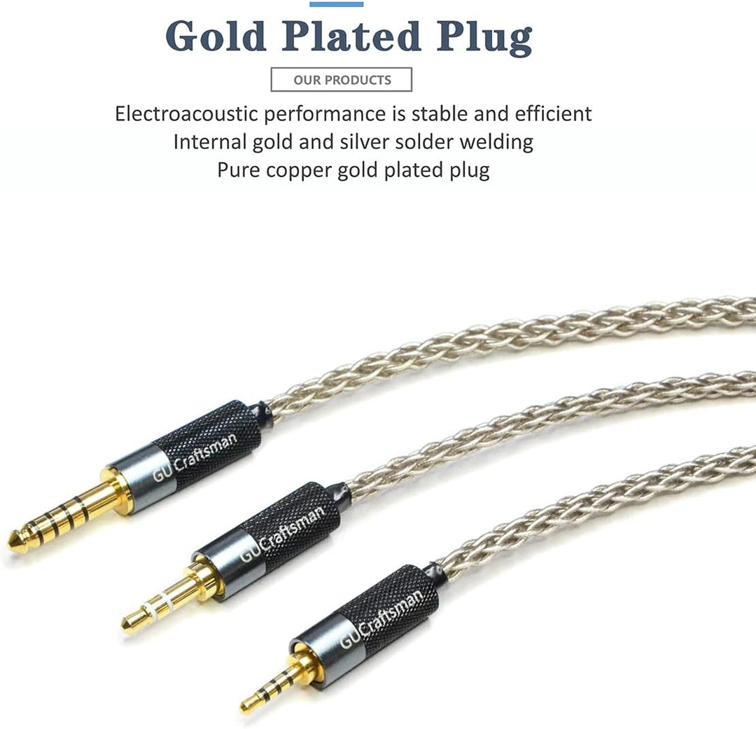 GUCraftsman 3,5mm Stereo Stecker auf 2,5mm symmetrische Buchse, tragbares Kopfhörer Adapterkabel, 6N