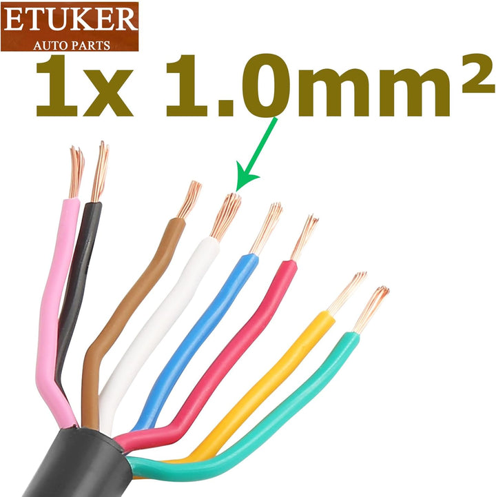 Fahrzeugkabel 8 adrig 10M Kabel Anhänger 8 polig Camping Fahrzeugleitung Kabelquerschnitt 7x0.5mm² +
