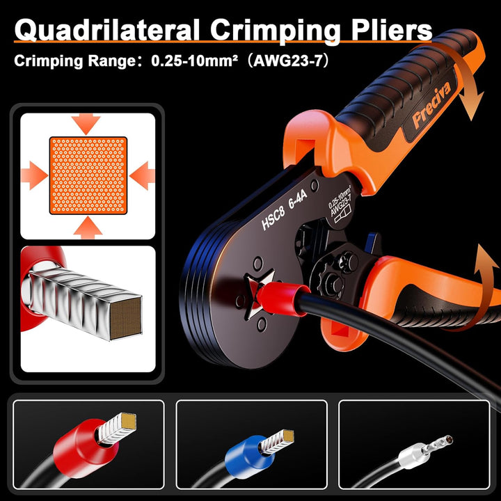 Preciva Crimpzange Set Aderendhülsen Set für 0,25-10 mm² mit 1280 Stück Aderendhülsen, Crimpzangen,