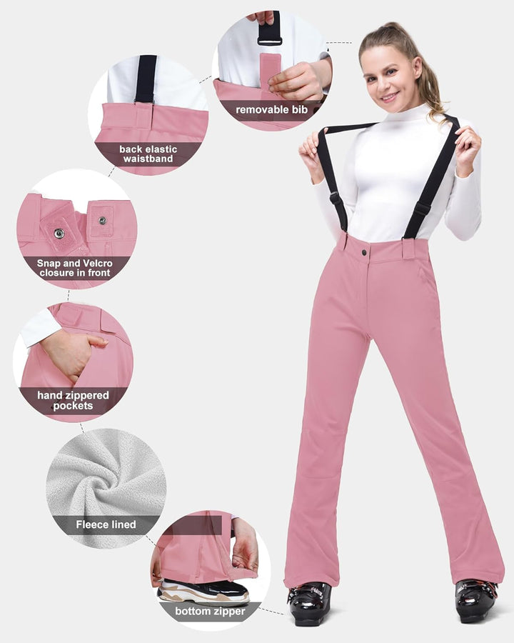 33,000ft Damen Skihose Hosenträgerhose Outdoorhose Wasserdicht Winddichte Softshellhose Warme Gefütt