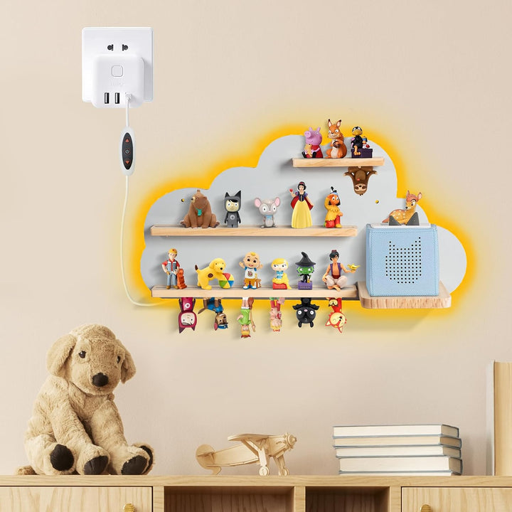 Todeco Tonie-Regal für Toniebox Hörfiguren, mit LED-Lichtleiste, Magnetische Aufbewahrung für 15-20