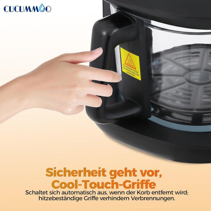Heissluftfritteuse/Air Fryer, 3.3L Smart Airfryer mit Full Touch Screen & Sichtfenster, Garen und Ba