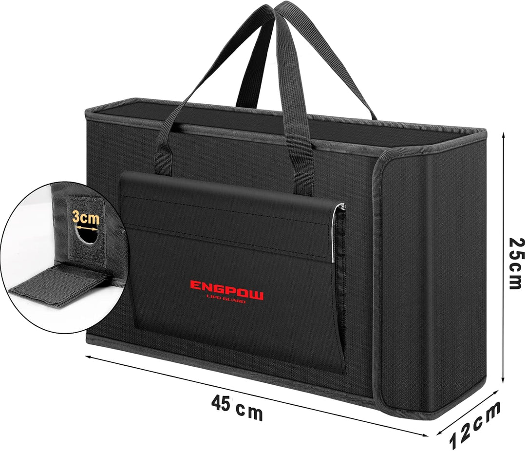 Akku Tasche Ebike Batterie Tasche Feuerfeste bis 2000°F Explosionsgeschützte Lipo Bag kompatibel mit
