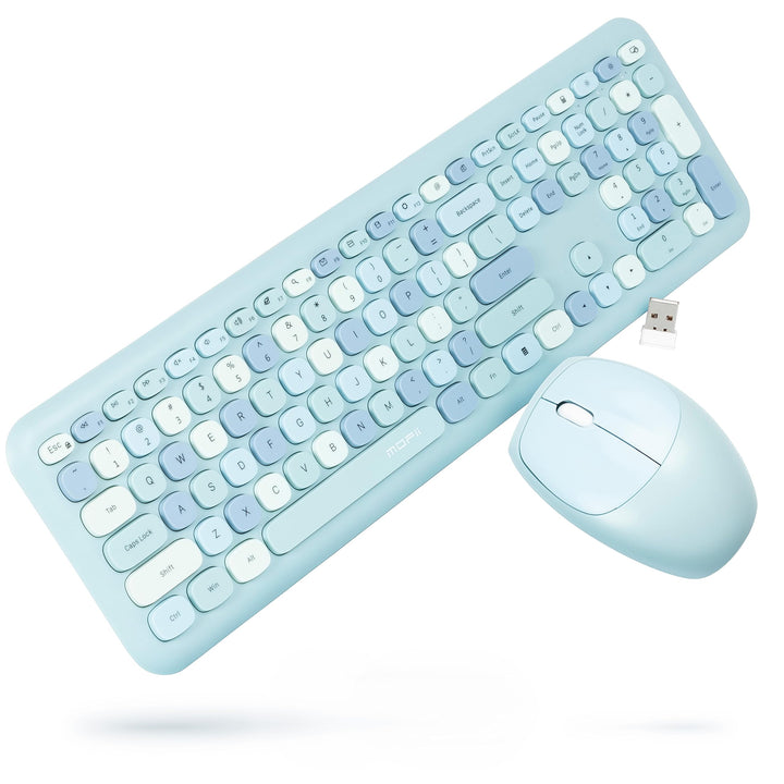 Silvergear® Retro Kabelloses Funk Tastatur &amp; Maus Set QWERTY | Retro Vintage Design Schreibmaschinen