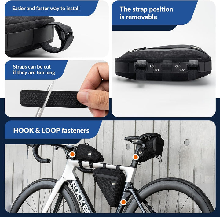 ROCKBROS Fahrradtasche Set Rahmentasche*2 + Satteltasche*1 Abnehmbare Tragbare ca. 1,2L 3 in 1 Umhän