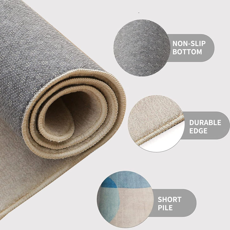 Tinyboy-hbq Kurzflor-Wohnzimmerteppich Moderne geometrische Design-Teppiche Kreismuster-Teppich, rut