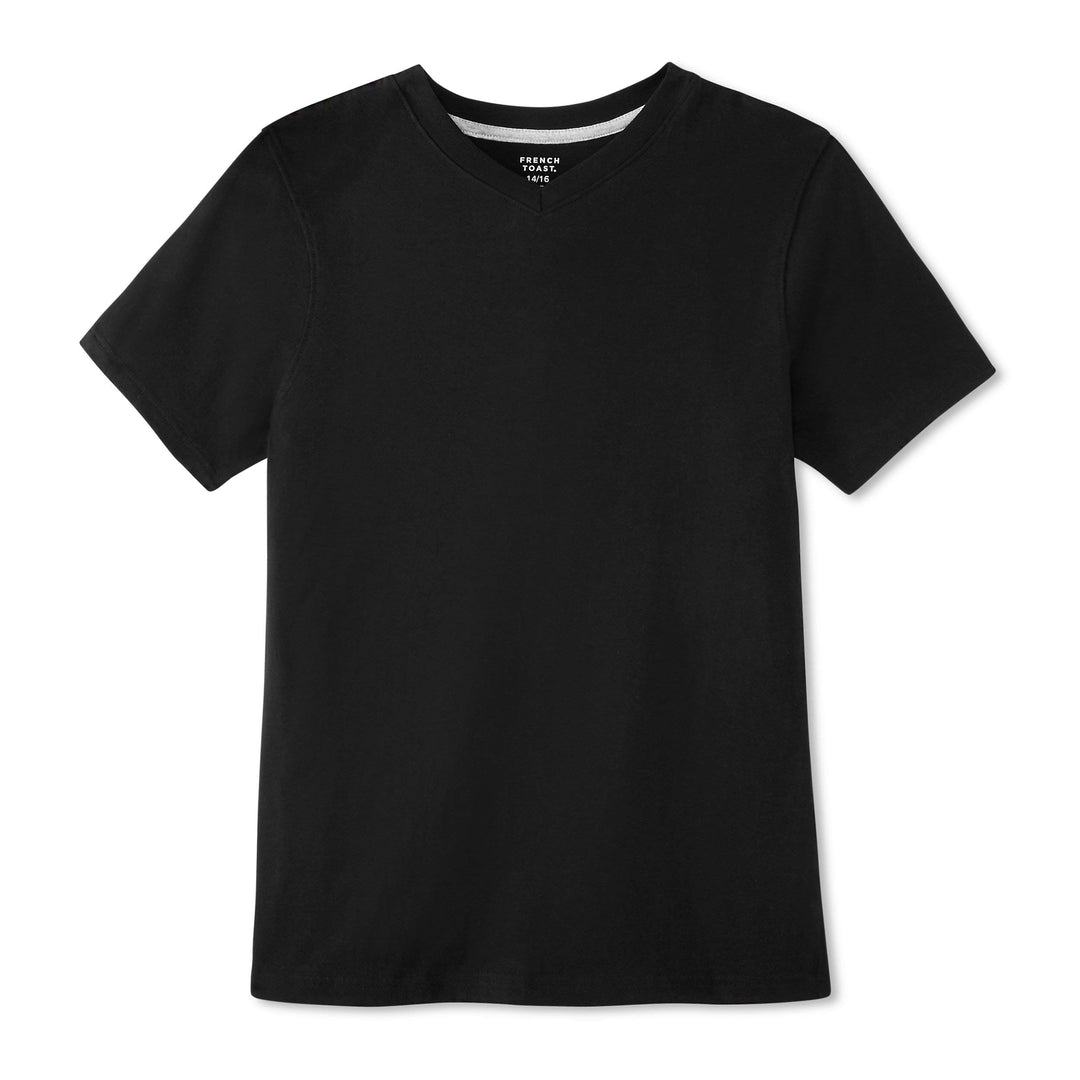 French Toast Boys' Little Short Sleeve V-Neck Tee, Black, 5