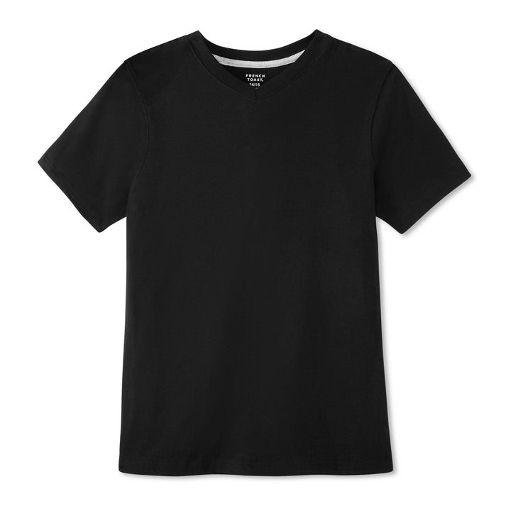 French Toast Boys' Little Short Sleeve V-Neck Tee, Black, 5