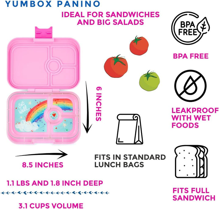 yumbox Panino M Lunchbox - mittelgrosse Brotdose mit 4 Fächern | Kinder Bento Box für Kindergarten,