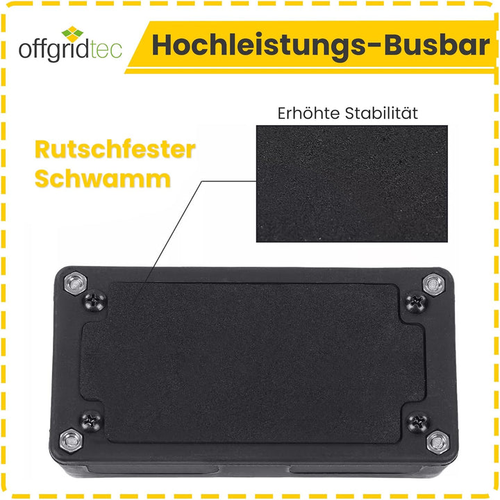 BusBar Box 4 x M8 Anschlussbolzen inkl. Abdeckung und Befestigungsschrauben schwarz