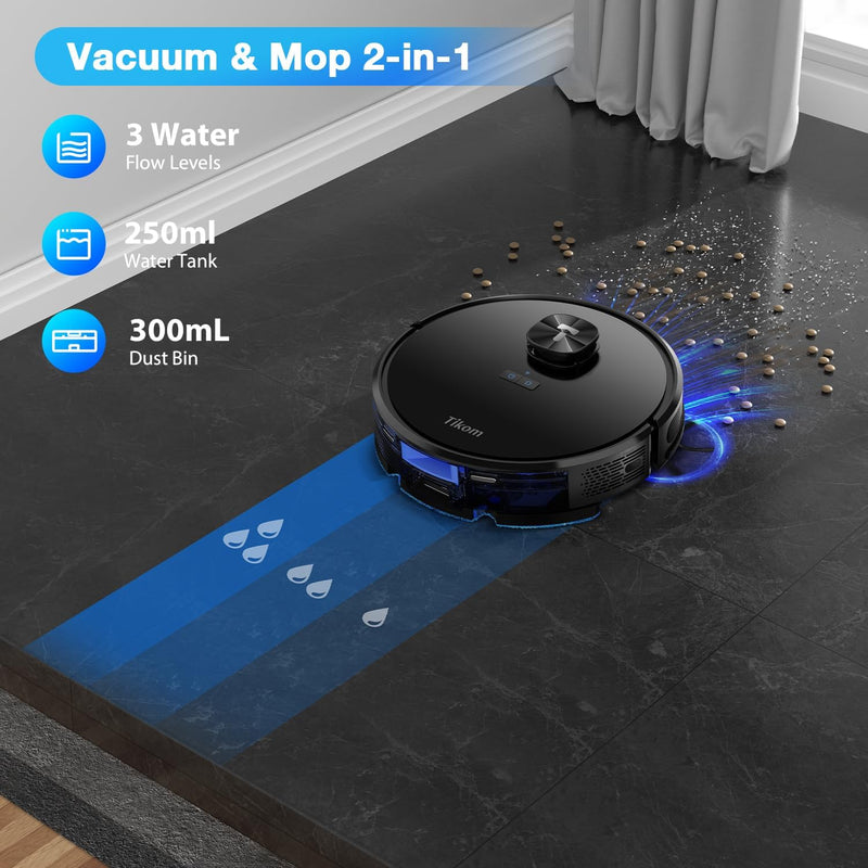 Tikom L9000 Saugroboter mit Wischfunktion, LiDAR Navigation, 4000Pa Staubsauger Roboter, 150Mins Max