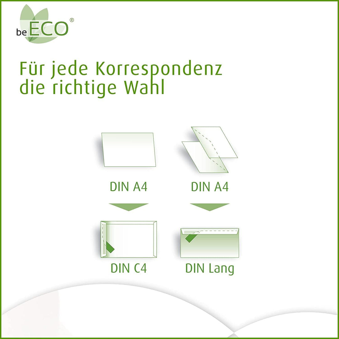 beECO Versandtaschen C4 (250 Stück), haftklebende Versandtasche ohne Fenster, Versandtaschen A4 aus