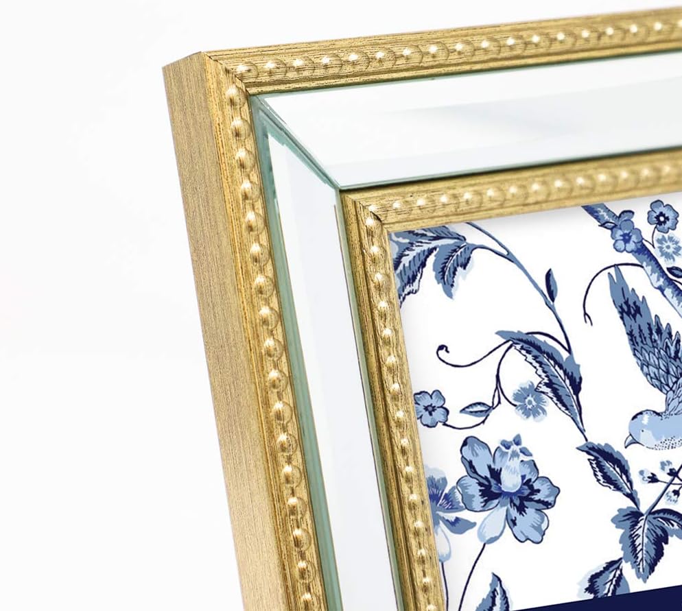 Laura Ashley Bilderrahmen, 20,3 x 25,4 cm, goldfarben, verspiegelt, mit Perlenrand, zur Wandmontage,