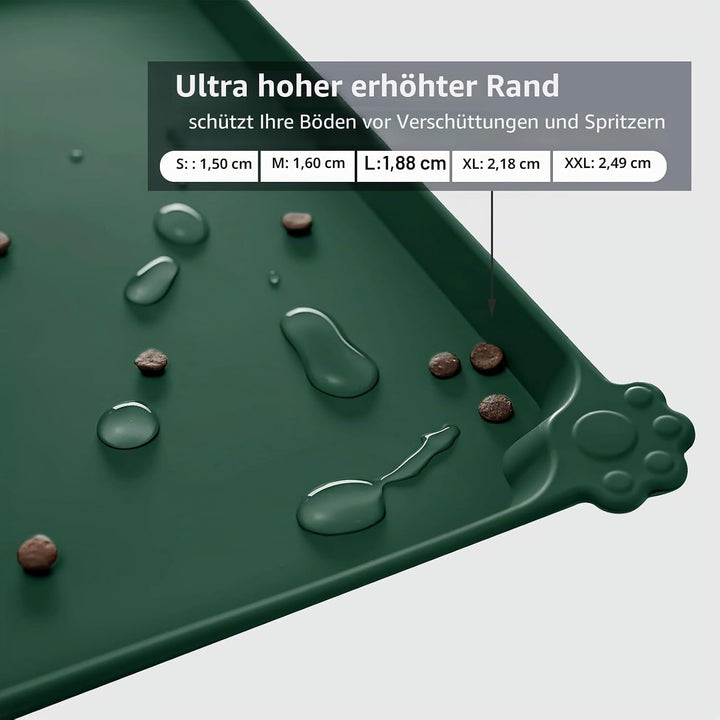 Silikon-Futtermatten für Haustiere - wasserdichte Hunde- und Katzenplatzmatten mit erhöhten Rändern