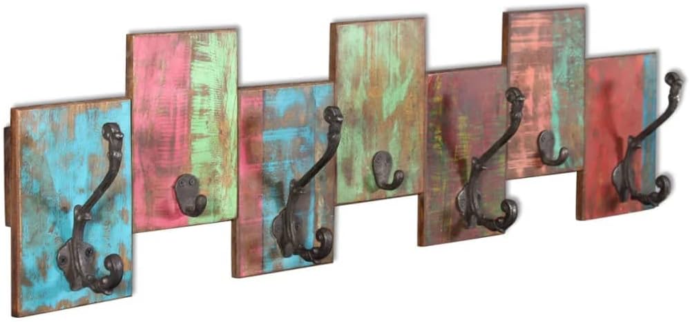 Hothingwell Wandgarderobe, 7 Haken, Massivholz | Unsichtbare Montage, handgefertigt, Vintage-Stil, e