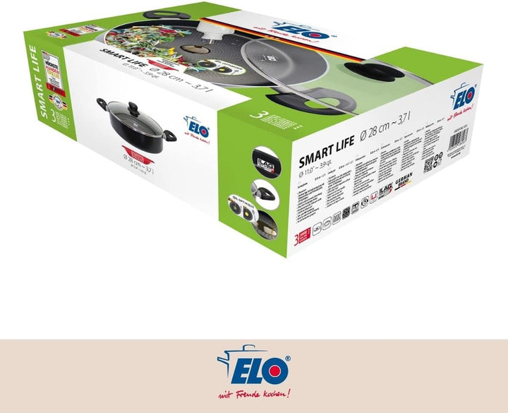 ELO 4382826 Schmorpfanne mit Deckel, Schmorpfanne mit Deckel, Schmorpfanne 28 cm, Induktion, Schmorp