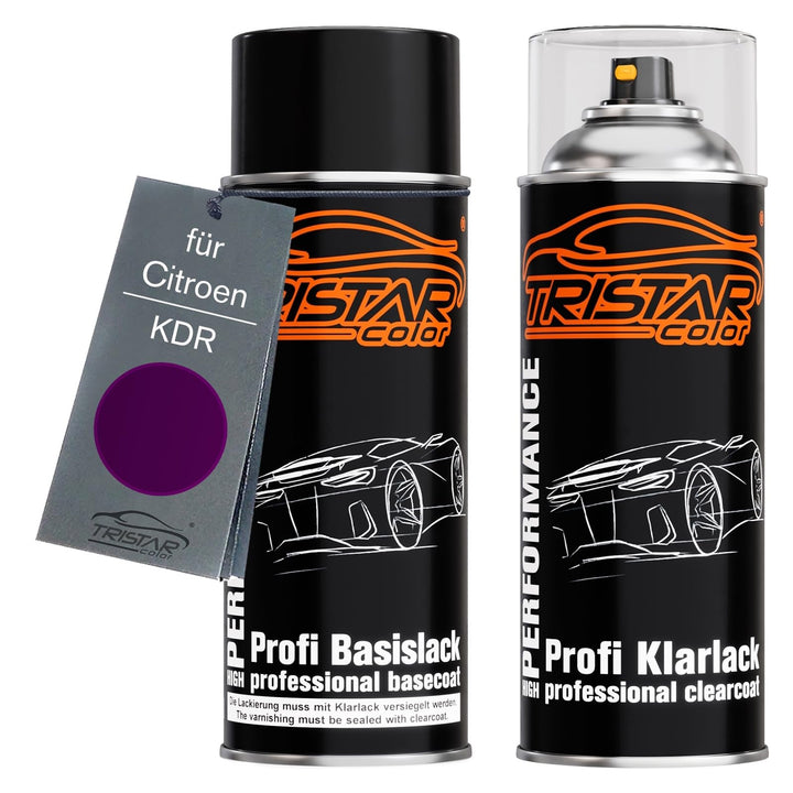 TRISTARcolor Autolack Spraydosen Set für Citroen KDR Karma Nacre Basislack Klarlack Sprühdose 400ml