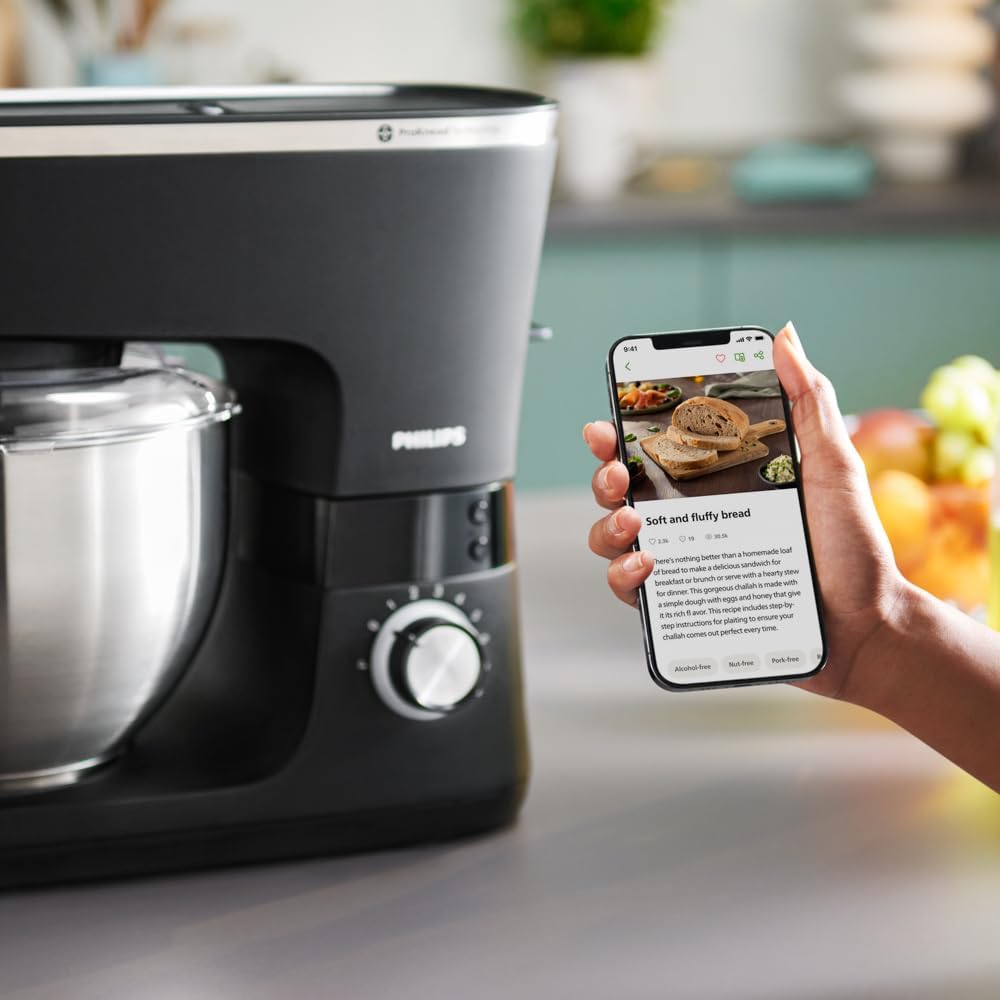 Philips 7000 Series Küchenmaschine - 5,5 Liter, 1000 Watt, 8 Geschwindigkeitsstufen, ProKnead Techno