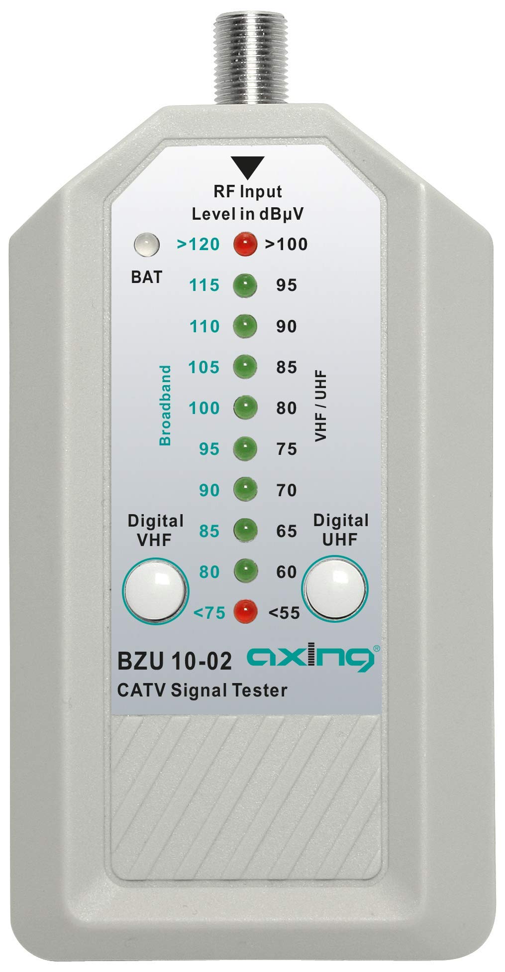 Axing BZU 10-02 CATV-Signaltester Digital Kabelfernsehen Messgerät, Weiss Single, Single