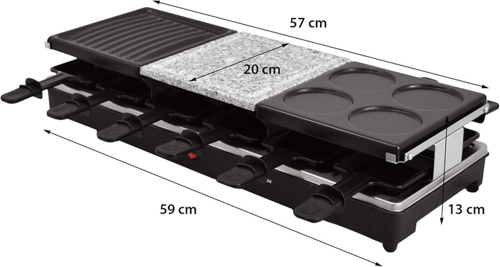 Syntrox Germany RAC-1350W-Oberwil Multifunktionelles Raclette mit Grill Platte, Pancake Platte und H