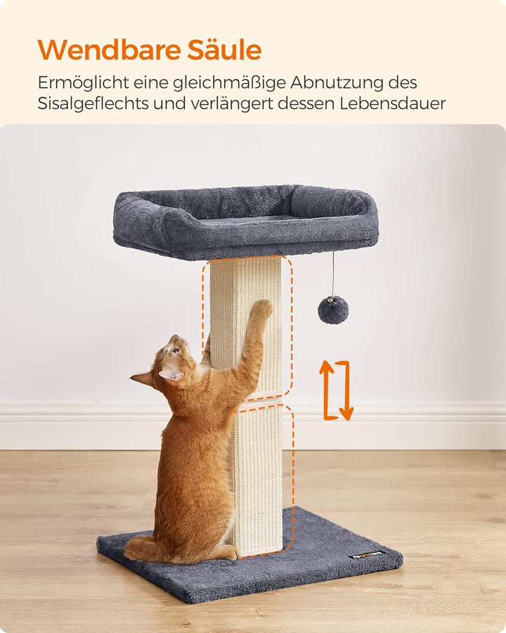 Feandrea Kratzbaum, Katzenbaum mit 40 x 30 cm Plattform aus Plüsch, Kratzstamm, Katzenkratzbaum, 71