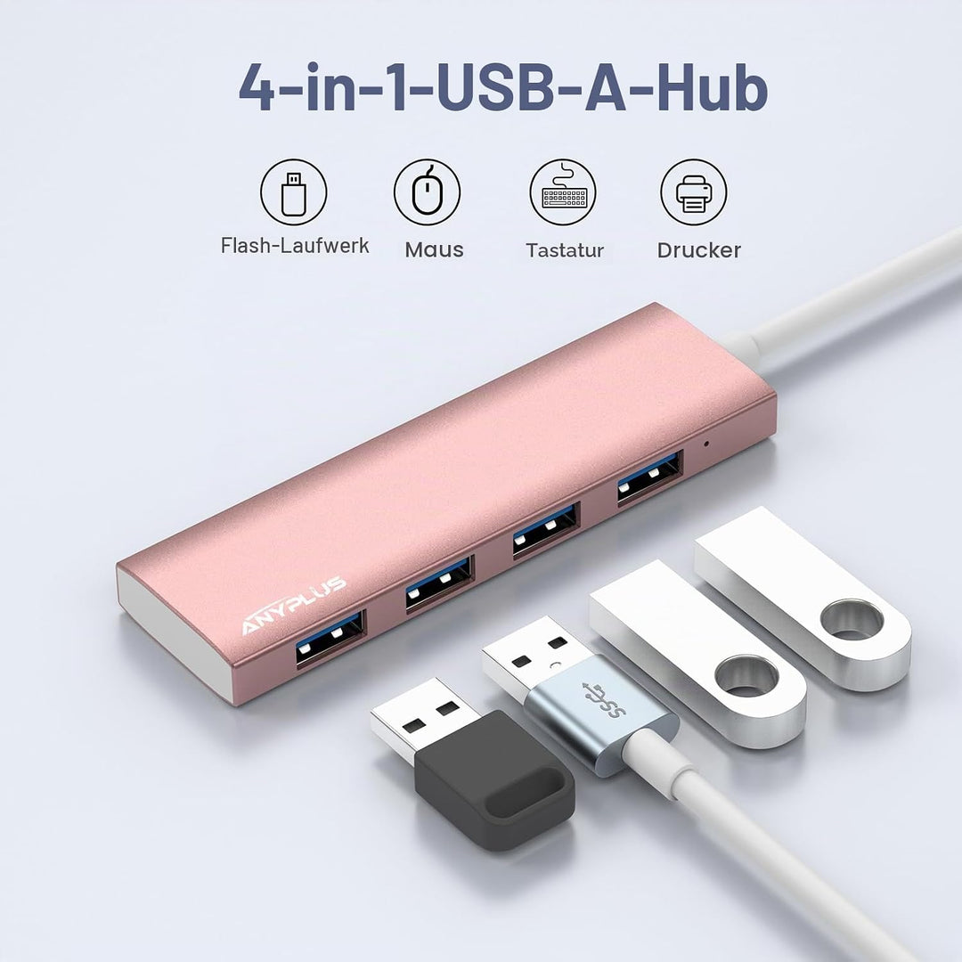 USB 3.0 Hub - Aluminiumlegierung Ultra Slim 4-Port Verteiler für Laptop, PC, iMac, Mac Pro, Surface