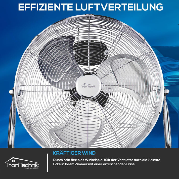 Tronitechnik® XL Windmaschine mit 45 cm Ø | Ventilator verstellbarer Winkel | Bodenventilator 3 Stuf