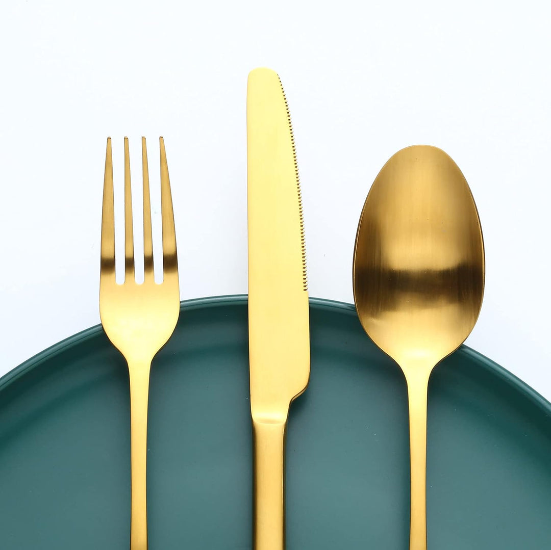Bestdin Besteck Set 6 Personen, 24 teilig Edelstahl Besteckset Matt Gold Essbesteck Set mit Messer G