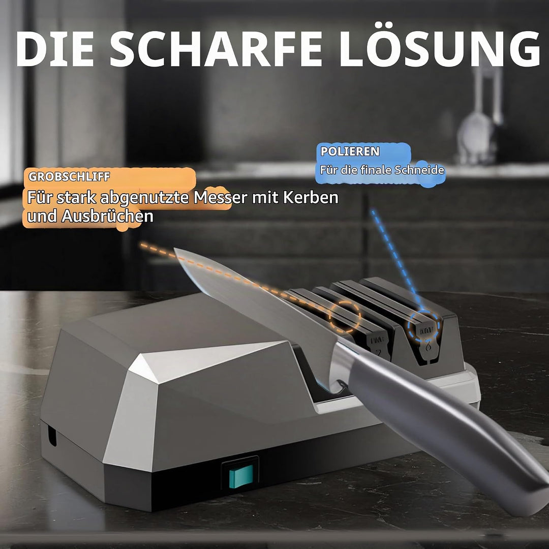Elektrischer Messerschärfer, Messerschärfer Profi 3-Stufen-Schärfwerkzeug mit Diamant Schleifmitteln