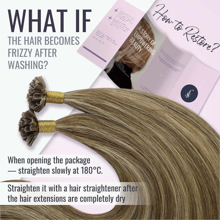 Fshine Extensions Echthaar Bondings Pre Bonded Haar Echthaar 1g Pro Strähne 50 Gram U Tip 50cm Glatt