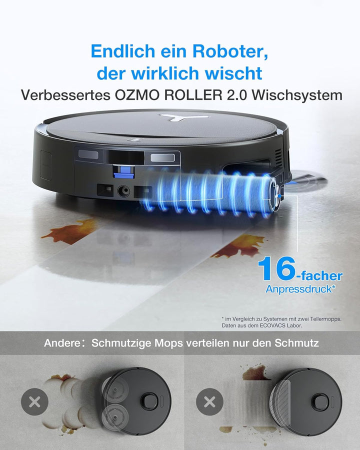 ECOVACS DEEBOT T80S Omni Saugroboter mit Wischfunktion, Roboterstaubsauger 24.800 Pa, OZMO Roller 2.