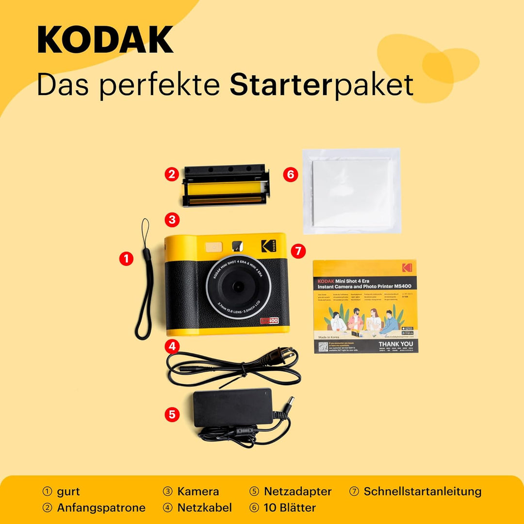 Kodak Cam Mini Shot 4 ERA Black 4x4 4x4 + 8 Blatt Black, 4x4 + 8 Blatt Black