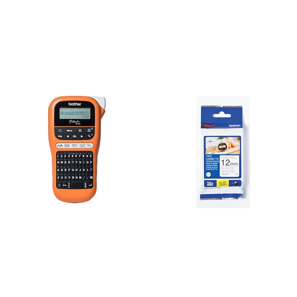 Brother PT-E110VP Industrielles Beschriftungsgerät inklusive Netzadapter und Transportkoffer & Origi