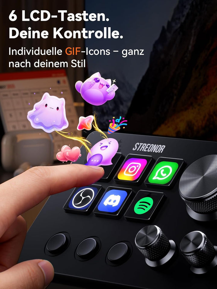 Streonor Stream Controller S6 Studio Deck mit Tasten Reglern &amp; Szenen Schwarz, Schwarz