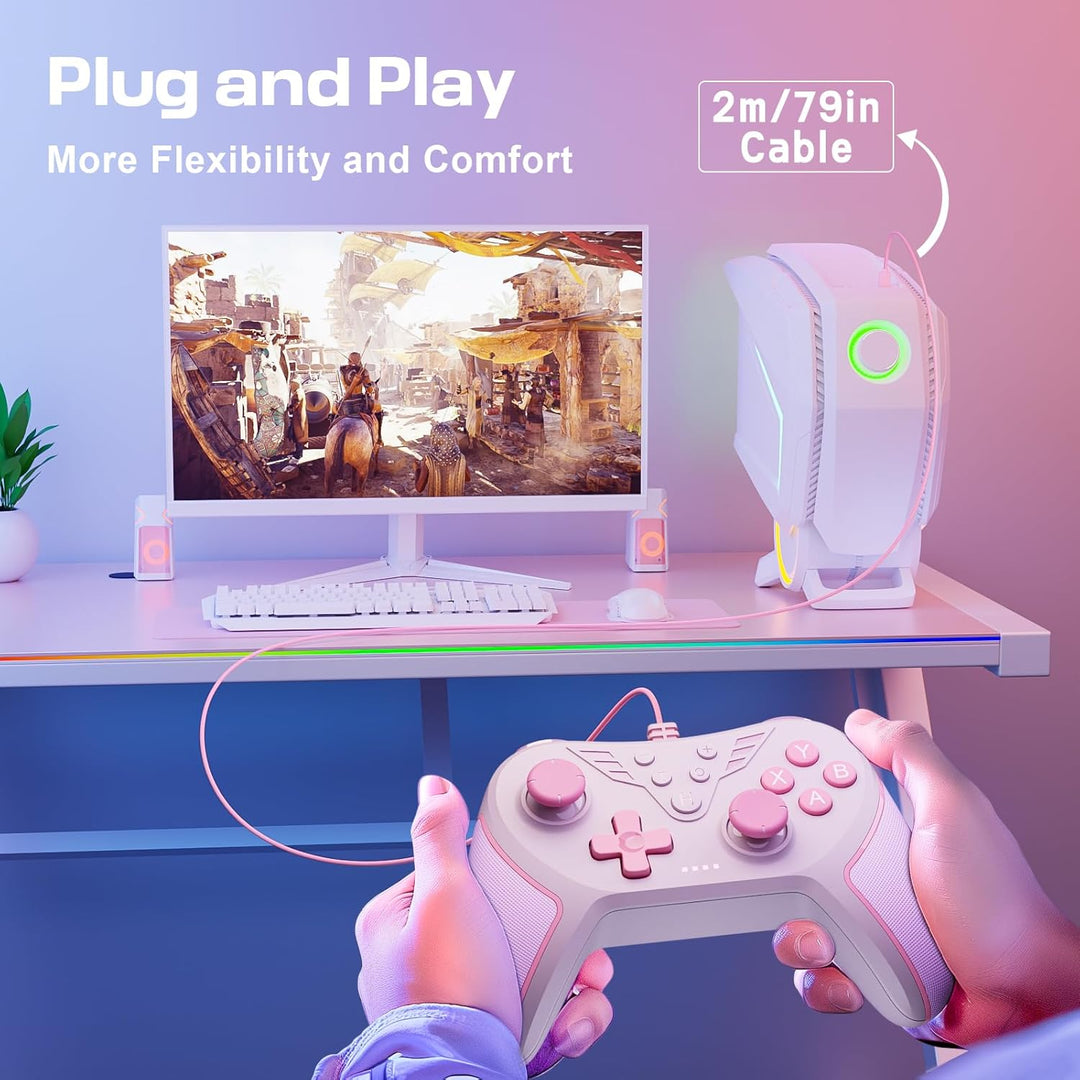 RivalPlay PC Controller mit 2-Tasten-Zuordnung, Kabelgebundener Joystick Controller Kompatibel für W
