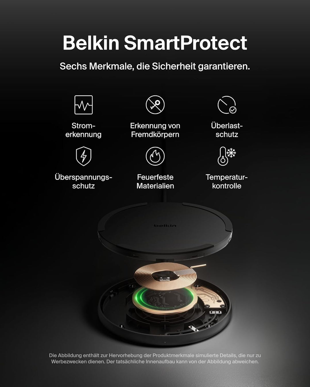 Belkin Kabelloses Ladepad (15 W) – Qi Ladegerät, Qi Ladestation für Apple iPhone 16, iPhone 15/14/13