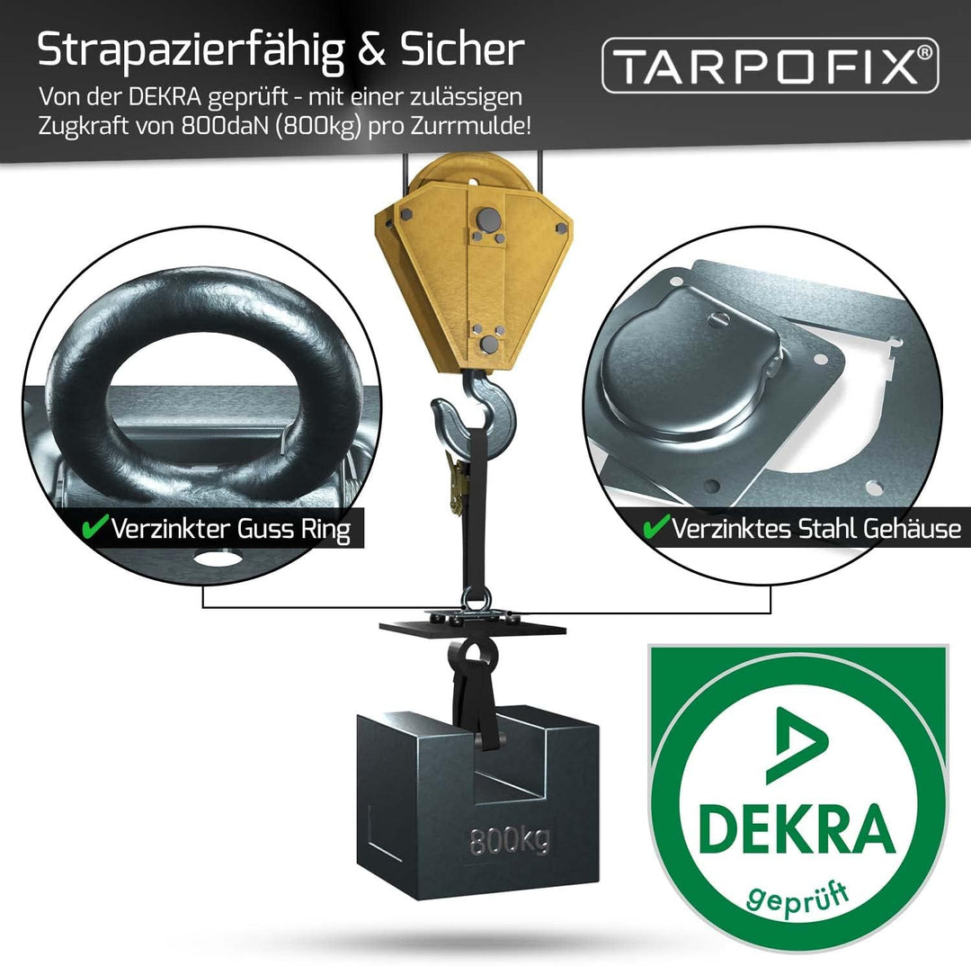 Tarpofix® Anhänger Zurrösen mit Gegenplatten (6 Stück) | Robuste Zurrmulden mit Einer geprüften Zugk