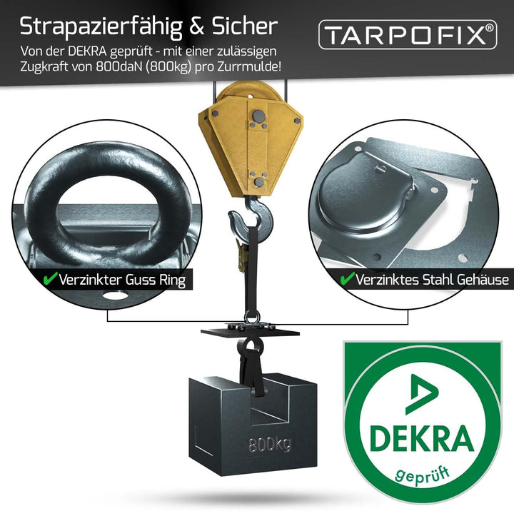 Tarpofix® Anhänger Zurrösen mit Gegenplatten (6 Stück) | Robuste Zurrmulden mit Einer geprüften Zugk