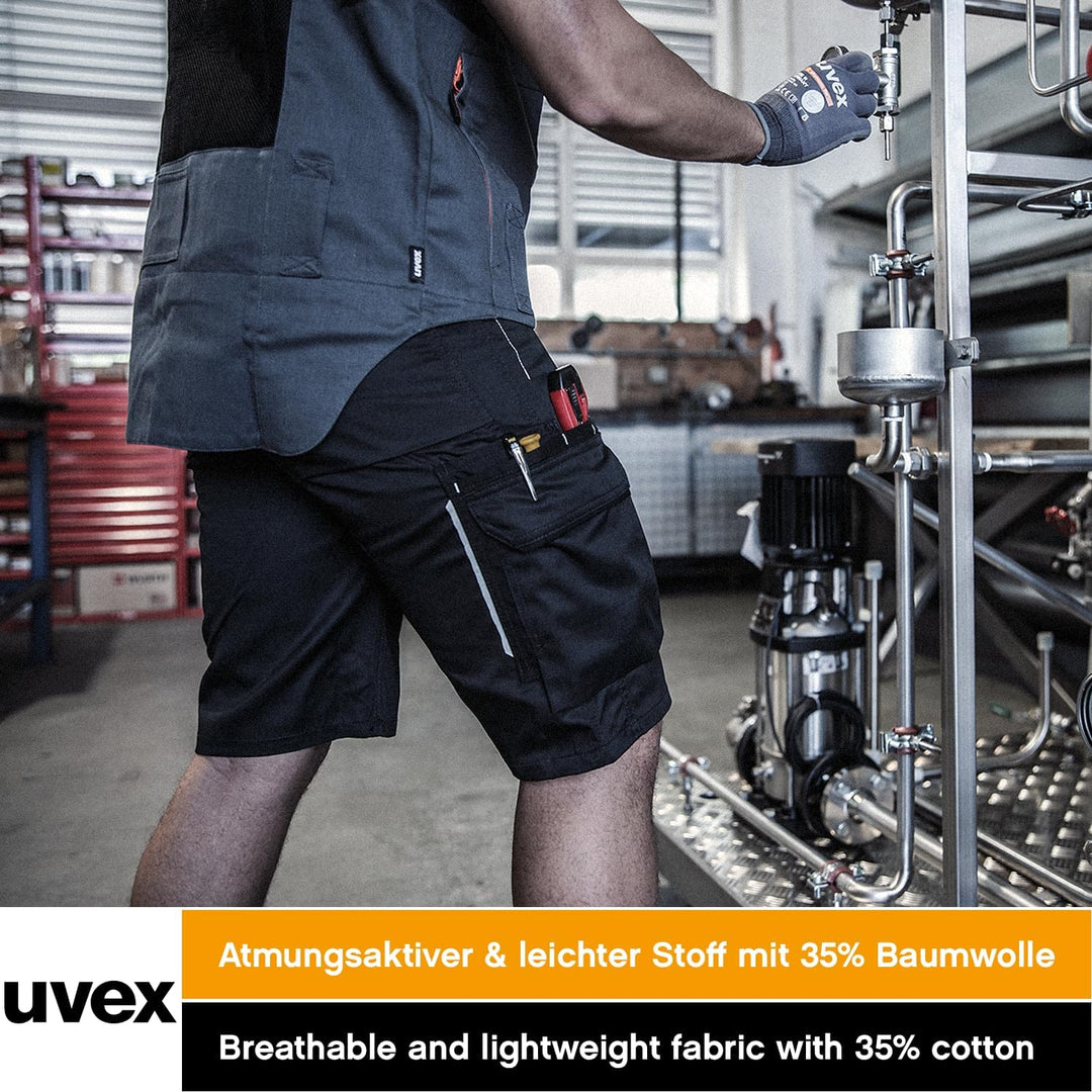 Uvex Tune-Up Herren-Arbeitshose kurz - leichte, robuste Männer-Arbeitshosen für den Sommer - 35% Bau