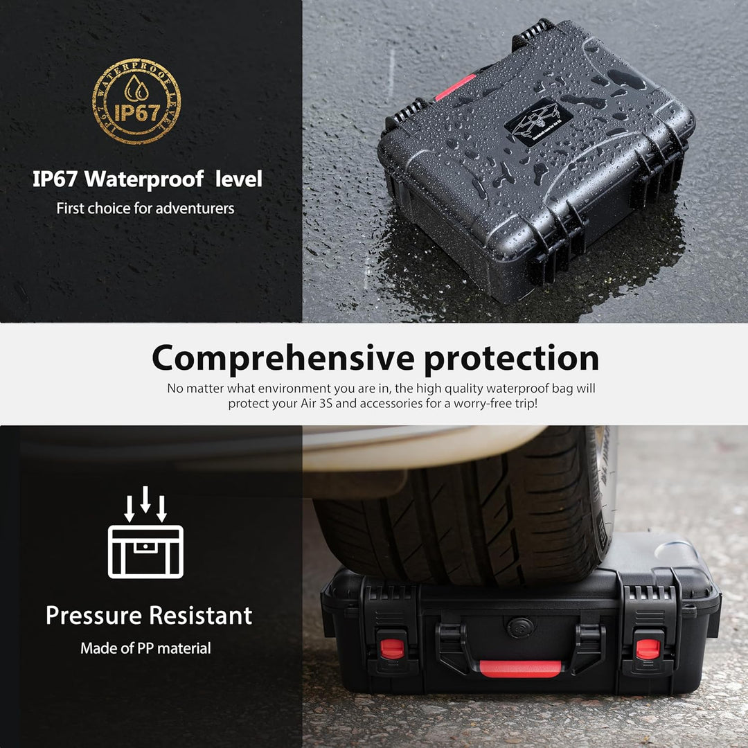 STARTRC Air 3S Koffer, wasserdichter Hartschalen Koffer für DJI Air 3S Fly More Combo, kompatibel fü