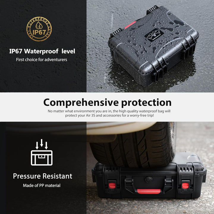 STARTRC Air 3S Koffer, wasserdichter Hartschalen Koffer für DJI Air 3S Fly More Combo, kompatibel fü