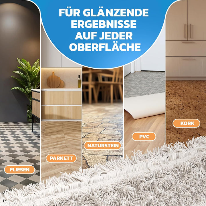 Premium WISCHER Set 50CM | Baumwoll-Wischmopp | 140 cm Alustiel | Magnethalter mit 1 klick System fü
