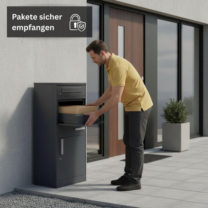 RS Trade Paketbriefkasten XXL mit Paketfach – Freistehende Paketbox für draussen, Abschliessbarer Br
