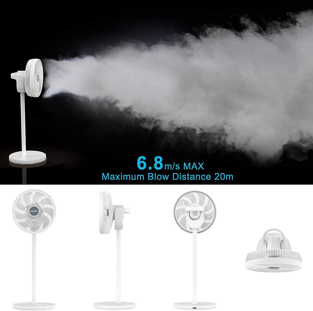 DC Motor Standventilator - Ventilator Leise 20dB 3D Oszillierend mit Fernbedienung/Höhe 92cm/6,8m/s/