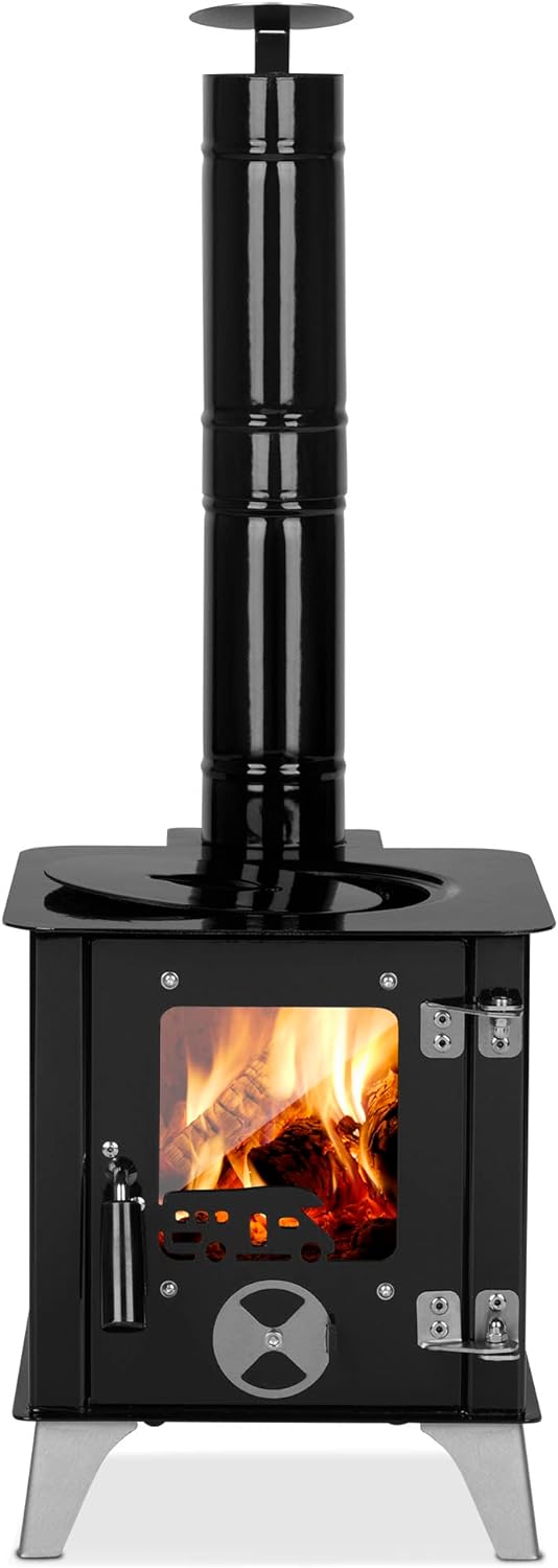 ECOfoxx Outdoor-Ofen "Tiny" mit Herdplatte, Zeltofen, Terrassenofen, Camping Ofen, Outdoor-Kamin, Ga